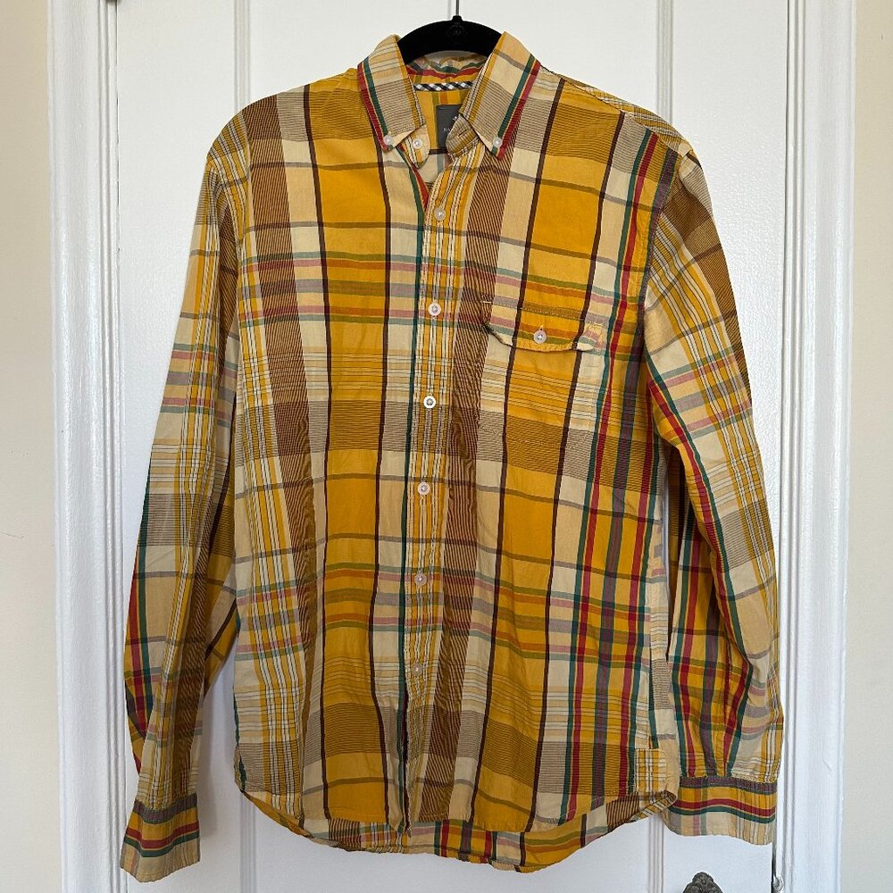 Hawkings McGill Yellow Plaid Button-Down Shirt XS